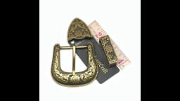 Antique Brass Floral Rope Side Rodeo Western Cowboy Three Piece Set Leathercraft Belt Buckle Unisex 1 1/2"