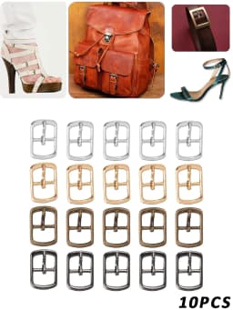 10PCS Fashion Metal Single Prong Pin Buckles Adjustable Roller Slide Hardware for Shoes Bags Leather Belts Multi-Purpose Roller