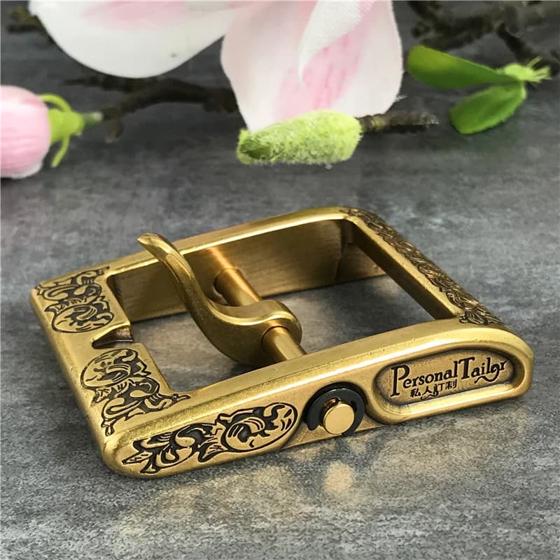 Luxury Carving Solid Brass Belt Buckle For Men Belt Stainless Steel Belt Buckle 40mm DIY  Leather Craft Man Buckle Belt BK0002