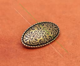 Brass Plated Western Cowboy Rodeo Flower Craved Men Leathercraft Accessories Belt Buckle 5 Pieces Set Unisex Fits 1 1/2" Strap