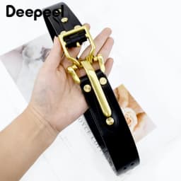 1Set 40mm Belt Buckle Solid Brass Man Belts Buckles Copper Cavalry Waistband Head for 38mm DIY Leather Crafts Accessories