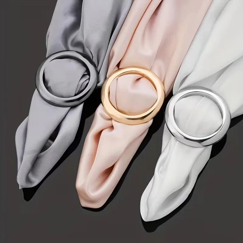 2PCS Scarf Ring Clips Waist Buckle Clip T-Shirt Tie Pin Clip for Women Fashion Metal Circle Buckle for Clothes Hat Belt Decor