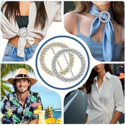 4Pcs Rhinestones T Shirt Clips Fashion Rhinestone Scarf Clip Rings Elegant Scarves Waist Buckles for Clothing Neckerchief Shawl