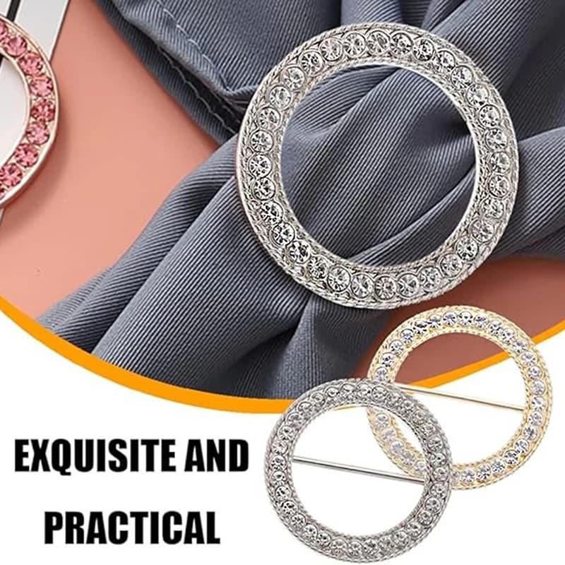 4Pcs Rhinestones T Shirt Clips Fashion Rhinestone Scarf Clip Rings Elegant Scarves Waist Buckles for Clothing Neckerchief Shawl