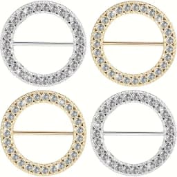 4Pcs Rhinestones T Shirt Clips Fashion Rhinestone Scarf Clip Rings Elegant Scarves Waist Buckles for Clothing Neckerchief Shawl
