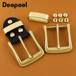 1Pc 40mm Men's Solid Brass Belt Buckle Black Leather Tab Metal Pin Buckles Head for Jeans Pants Keeper Waist Band Fastener