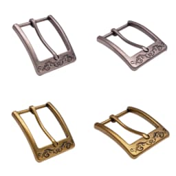Men Vintage Brass Flower Engraved Rectangle Prong Pin Tongue Leathercraft Jeans Leather Belt Buckle Replacement Inner Size 40mm