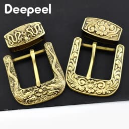Deepeel 40mm Pure Brass Belt Head Men's Copper Vintage Dragon Belts Pin Buckle for 36-38mm Waistband Leather Crafts Accessories