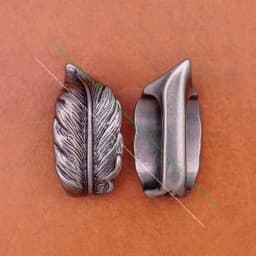 Antique Silver Western Cowboy Feather Engraved End Bar Prong Pin Leathercraft 2 PC Set Belt Buckle Replacement Fits 31mm