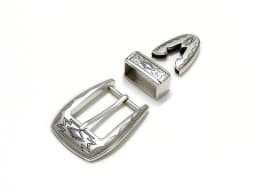 American Western Cowboy Antique Silver Three-Piece Set High-End Belt Buckle 30mm Unisex Waist Belt Buckle Punch Needle Buckle