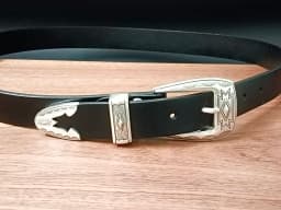 American Western Cowboy Antique Silver Three-Piece Set High-End Belt Buckle 30mm Unisex Waist Belt Buckle Punch Needle Buckle