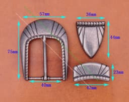 Heavy Duty Quality Southwest Cowboy Rodeo Ranger Floral Engraved Leathercraft 3PCS Set Leather Belt Buckle Fit 40mm Belt