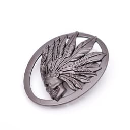 Men Punk Biker Heavy Quality Cool Black Indian Head Skull Dress Belt Buckle DIy Leathercraft Buckle Fits 40mm Strap