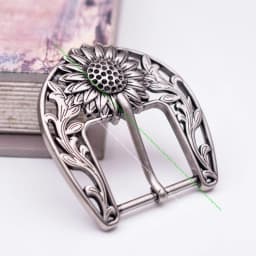 Antique Silver Sturdy Quality Western Cowboy Beauty Sun Flower Leather Belt Buckle Replacement Fit 38mm