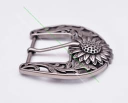 Antique Silver Sturdy Quality Western Cowboy Beauty Sun Flower Leather Belt Buckle Replacement Fit 38mm