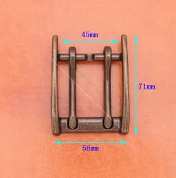 Classic Strong Metal Brass Plated Men Wide End Bar Prong Double Pin Buckle Leathercraft Jeans Belt Buckle Replacement Fits 45mm