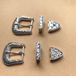 Western Retro Floral Engraved Antique Belt Buckle Set 3pcs Fits 38mm Belt Decor Metal Belt Head Belt Loop Belt Tail Accessories