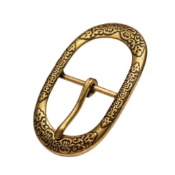 STURDY ANTIQUE BRASS PLATED Flower Pattern METAL OVAL RODEO COWBOY WESTERN LEATHER BELT BUCKLE REPLACEMENT FIT 1 1/2"