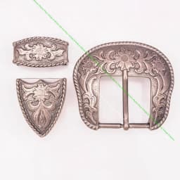 Solid Vintage Silver End Bar Pin Buckle 3 Pcs Set Diy Leathercraft Western Cowboy Flower Belt Buckle Replacement Fit 38mm