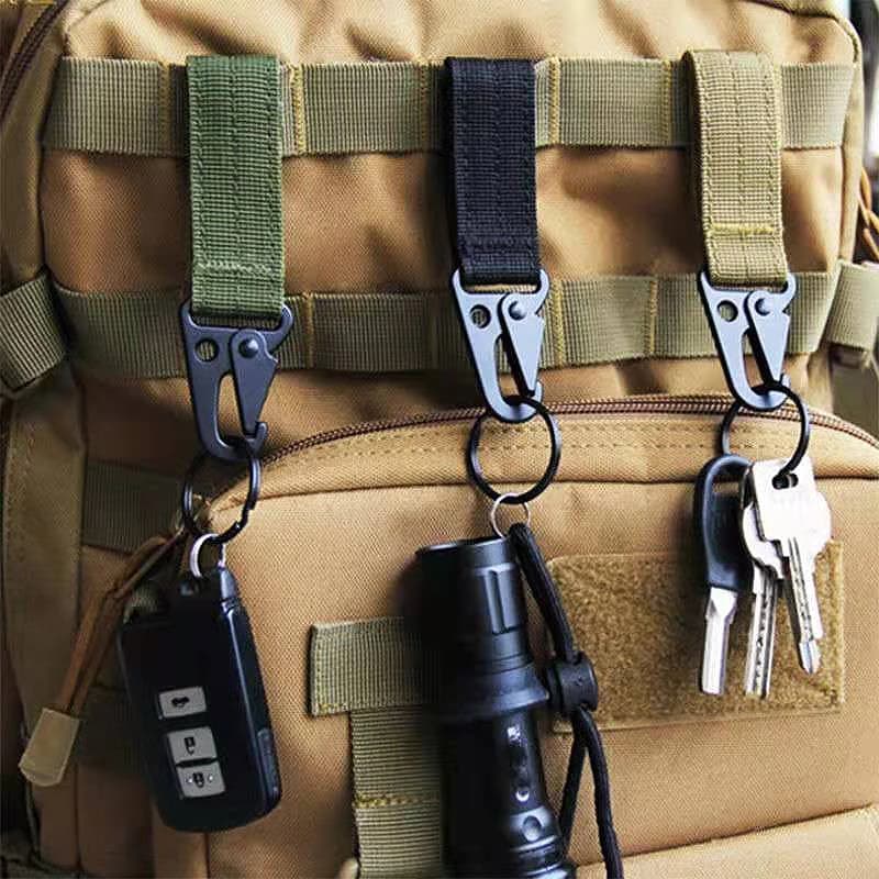 DOOPAI Men's Belt Multi-Function Outdoor Tactical Nylon Webbing Belt Key Hang Buckle Mountaineering Portable Eagle Hook