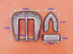 30mm Vintage Silver Western Cowboy Rodeo Floral Carved Jeans Apparel Leather Belt Leathercraft 3PCS Set Buckle Replacement
