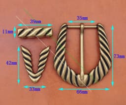 Brass Plated Western Rodeo Cowboy Leathercraft Flower Engraved DIY 3 Piece Set Belt Buckle Fit 35mm Belt Strap