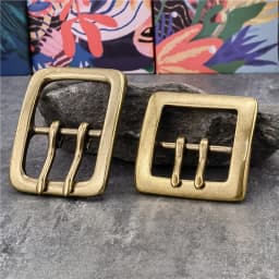 Belt Buckle 40mm Retro Brass Double Tongue Pin Belt Buckle For Men Belt DIY Accessories Leather Craft Man Belt Buckle BK0012
