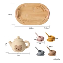 Kids Montessori Afternoon Tea Set Baby Teething Toy BPA Free Silicone Teapot and Teacups Role-Playing Kitchen Toy Baby Toy Gift