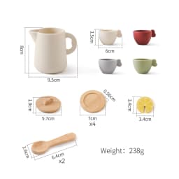 Kids Montessori Afternoon Tea Set Baby Teething Toy BPA Free Silicone Teapot and Teacups Role-Playing Kitchen Toy Baby Toy Gift