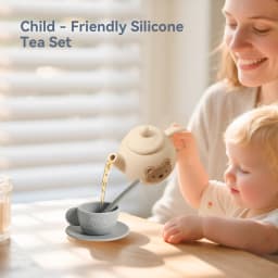 Kids Montessori Afternoon Tea Set Baby Teething Toy BPA Free Silicone Teapot and Teacups Role-Playing Kitchen Toy Baby Toy Gift