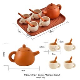 Kids Montessori Afternoon Tea Set Baby Teething Toy BPA Free Silicone Teapot and Teacups Role-Playing Kitchen Toy Baby Toy Gift