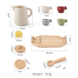 Kids Montessori Afternoon Tea Set Baby Teething Toy BPA Free Silicone Teapot and Teacups Role-Playing Kitchen Toy Baby Toy Gift