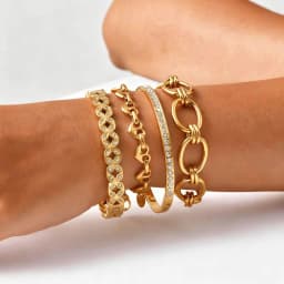 Waterproof Stainless Steel Bracelet, Non Tarnish Cubic Zirconia Cuffs, Stack Layered Chunky Chain Bracelets for Women