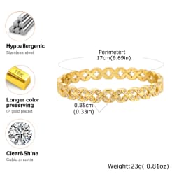Waterproof Stainless Steel Bracelet, Non Tarnish Cubic Zirconia Cuffs, Stack Layered Chunky Chain Bracelets for Women