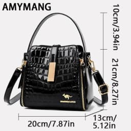 Women Patent Leather Handbag High Quality Interior Slot Pocket Leather Bucket Bag Female Shoulder Bag Luxury Brand Crossbody Bag