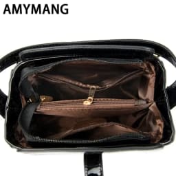 Women Patent Leather Handbag High Quality Interior Slot Pocket Leather Bucket Bag Female Shoulder Bag Luxury Brand Crossbody Bag