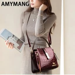 Women Patent Leather Handbag High Quality Interior Slot Pocket Leather Bucket Bag Female Shoulder Bag Luxury Brand Crossbody Bag