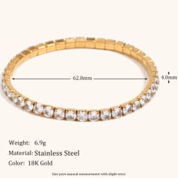 La.Muses Elastic Cubic Zirconia Stainless Steel Woman's Bracelet Fashion Luxurious Jewelry Party Accessories