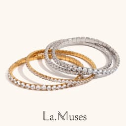 La.Muses Elastic Cubic Zirconia Stainless Steel Woman's Bracelet Fashion Luxurious Jewelry Party Accessories
