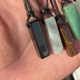 Men Vintage Rectangle Obsidian Pendent Necklace Natural Tiger Eye Labradorite Gem Leather Rope Braid Necklace Healing Jewelry