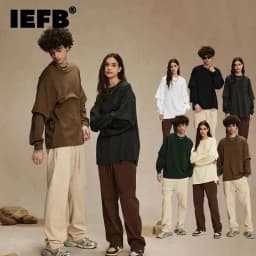 IEFB Men's Wear Spring New Trendy T-shirt Men's Wear Fake Two Piece Long Sleeve T-shirts Men Clothing Loose Casual Top 9C9353