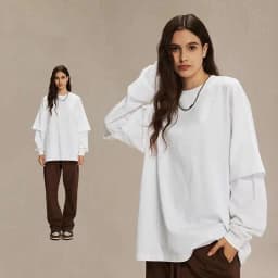 IEFB Men's Wear Spring New Trendy T-shirt Men's Wear Fake Two Piece Long Sleeve T-shirts Men Clothing Loose Casual Top 9C9353