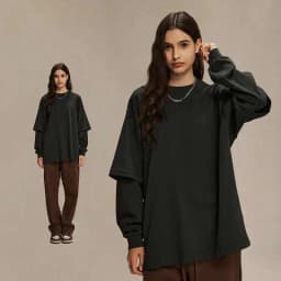 IEFB Men's Wear Spring New Trendy T-shirt Men's Wear Fake Two Piece Long Sleeve T-shirts Men Clothing Loose Casual Top 9C9353
