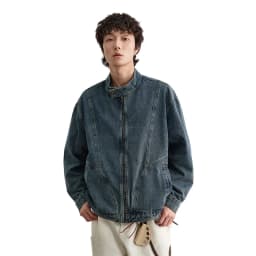 IEFB Menwear Vintage Washed Denim Jacket Stand‑collar Zipper Up Loose Deconstructed Stitching Street Outerwear Short Coat 9X4249