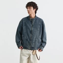 IEFB Menwear Vintage Washed Denim Jacket Stand‑collar Zipper Up Loose Deconstructed Stitching Street Outerwear Short Coat 9X4249