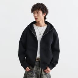 IEFB American Style Gray Black Men's Hooded Sweatshirt Autumn New Simple Drop Shoulder Zipper Hoodie Coat 9X4295