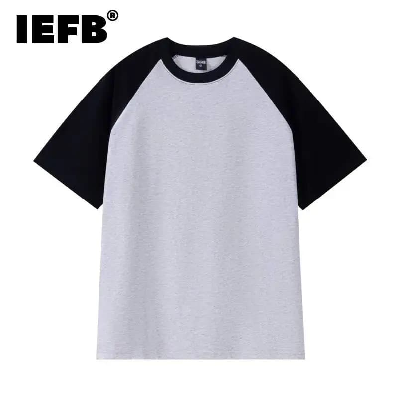 IEFB American Style Men's T-shirt Raglan Colorblocked Short Sleeve Summer New Tee Casual Loose Fitting O-neck Pullover Top X3841