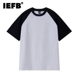 IEFB American Style Men's T-shirt Raglan Colorblocked Short Sleeve Summer New Tee Casual Loose Fitting O-neck Pullover Top X3841