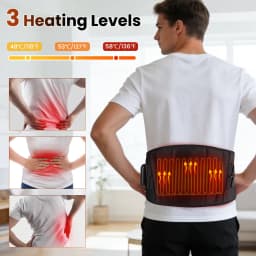 Cordless Heated Waist Massager with Lower Back Lumbar Support Heating Pad for Abdomen and Waist 3 Levels Heat Vibration Massage