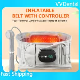 VVDental Inflatable Lumbar Support Belt Red Light Heating Vibration Massage Waist Brace For Lower Back Pain Relief